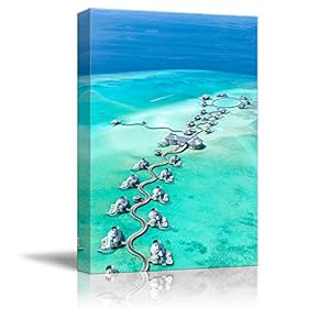 Canvas Wall Art Blue Clean Ocean Painting Artwork for Home Prints Framed - 12x18 inches