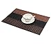 SHACOS Exquisite Placemats Set of 8 Woven Vinyl Place Mats Heat Resistant Basket Weave Kitchen Dining Table Mats Wipe Clean (8, Ombre Coffee Black)