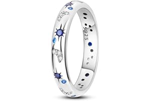 TINSLO Silver Ring 925 Silver Rings for Women Colorful Cubic Zirconia Ring Wide Set Ring for Women Fashion Ring as Gift Ring Sterling Silver Rings Size 6-9