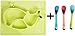 Silicone Placemat Mini Mat For Baby Toddlers Infants Kids Plate Green Sunction Feeding Tray Whale Shape+3 Color Changing Spoons Bowl Non-Slip Portable BPA&PVC Free Gift Travel Kitchen Table Highchair 