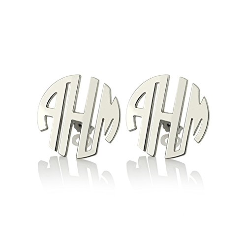 Personalized Sterling Silver Monogram Brooch Pin - Custom 3 Initials - 925 Silver Black Finish - Handmade Jewelry