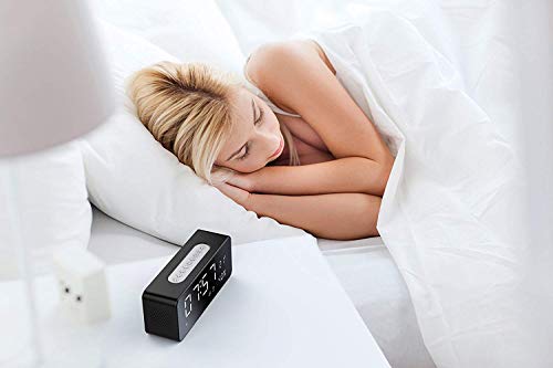 Orionstar Wireless Bluetooth Speaker, Bedside Digital Alarm Clock with Sleep Timer 8” LED Screen Display Thermometer AUX Micro SD USB Compatible for iPhone Android, Model S1 with Wall Charger Black - Thumbnail 6