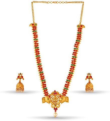 Variation Gold Plated Elephant Goddess Necklace with Jhumki Earrings-VD18156