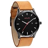 Tamlee Men's Watches Ultra Thin Case Leather Quartz Watch Waterproof Wristwatch