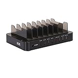 iKits 11.2A 56W 8-Port USB Charging Station Dock, Multi Device Desktop Charger with Stand 4 Port Fast Charging+4 Port 5V 1A,with Smart IC Technology Compatible with iPhoneX/8/6S, iPad Pro & More Black