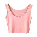 Micmall Women's Tanks & Camis Camisole Short U-Neck Tight-Fitting Thin Crop Vest