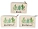 Bridal Shower Makeup Bag - 5-Pack Canvas Cosmetic Pouches for Wedding Favors, Bachelorette Party Gifts, Accessories, Cactus Design, 7.2 x 4.7 Inches