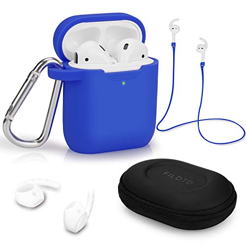 FILOTO Airpods Case Cover for Apple Airpods 2 & 1 Wireless Charging Case, with Airpods Accessories Keychain/Skin/Strap/Earhooks/Storage Case, Cute Airpods Apple gen 1st 2nd Silicone Case, Cobalt Blue