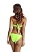 zeraca Women's Fringe Halter Top Low Rise Bottom Bikini Bathing Suits (L14, Lime Punch)