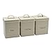 Harbour Housewares 3 Piece Industrial Tea Coffee Sugar Canister Set - Vintage Style Steel Kitchen Storage Caddy with Lid - Cream