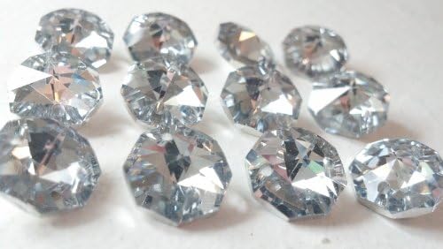 14mm Silver Octagon Chandelier Crystals Prism Beads Pack of 12