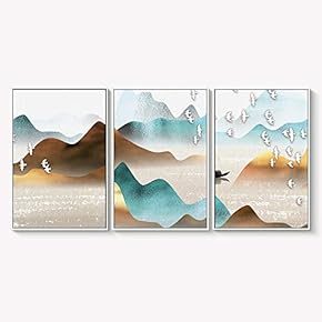 Framed Canvas Wall Art for Living Room, Bedroom Abstract Landscape Dream Place Canvas Prints for Home Decoration Ready to Hanging - 16"x24"x3 Panels
