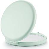 Getinbulk Compact Mirror, 1x/2x Magnification Pocket Mirror, Cyan | Compact Mirror for Purse, Metal+Glass, Foldable Double-Sided Mirror, Purse Essentials, Portable, Travel, Quick Touch-ups