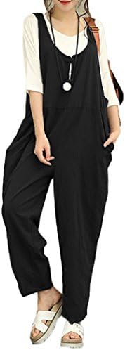 Dizoo Fisy Womens Casual Sleeveless Baggy Tank Jumpsuit Pants Romper with Pockets