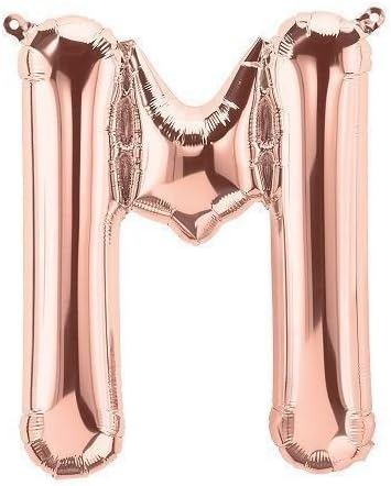 DecorativeConceptsUK 16" ROSE GOLD LETTERS & NUMBERS BALLOONS BIRTHDAY ANNIVERSARY DECORATION (16" ROSE GOLD LETTER - M)
