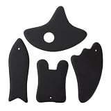 ieasysexy Black Chinese Traditional Stone Gua Sha Board Natural Obsidian Massage Tools Scraping Tools Set Kit 4 Pieces