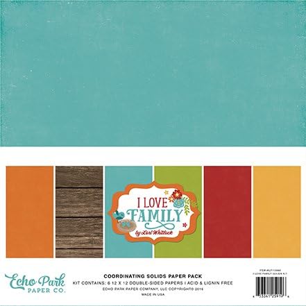 Echo Park Double-Sided Solid Cardstock 12"X12" 6/Pkg-I Love Family