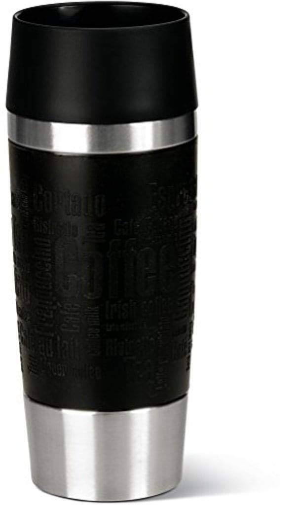 (Black) - Emsa 513361 Travel Mug insulated drinking cup with Quick Press closure, 360 ml, black