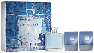 CHROME BY AZZARO GIFT SET 3.4 OZ EDT, 2.6 OZ AFTER SHAVE BALM AND 2.6 OZ ALL OVER SHAMPOO