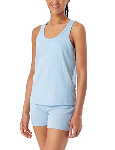 Schiesser Haut de pyjama à bretelles pour femme, bleu clair, 38
