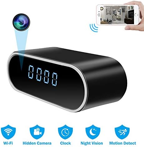 Spy Hidden Camera, WHDSWL Alarm Clock 1080P Security Nanny Wi-Fi Camera, with Night Vision/Motion Detection/Loop Recording Office Home Support iOS/Android/PC Remote Real-time Video