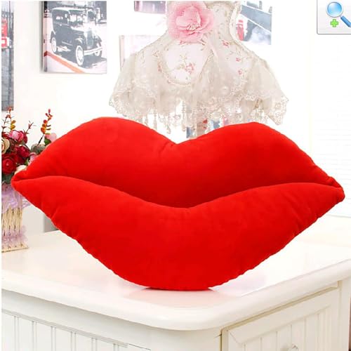 Valentine'S Day Sexy Red Lips Pillows, 30cm Lip Pillow Decorative Pillow, Lip Shape Pillow,Super Soft 3d Fluffy Pillow,Valentines Day Cute Soft Plush Lip Pillow For Bed Couch Living Room (A 50CM)