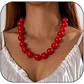 QUMAOJEW Chunky Beaded Necklace for Women Large Beads Chunky Beaded Necklace Vintage Boho Jewelry
