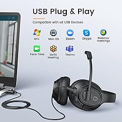 EKSA Headset with Microphone for Laptop, Wired