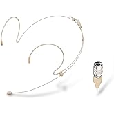 Haoin Headset Microphone Double Over Ear Earset Over Ear Headworn Mic Compatible with Audio-Technica Wireless System Bodypack Transmitter with 1.2m Cable Windscreen Hirose 4 Pin Plug