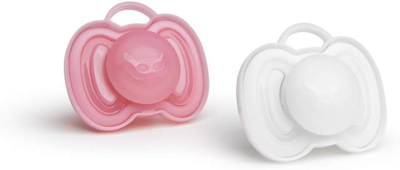 Herobility HeroPacifier Pack for Newborn, 2-Piece, Pink/White