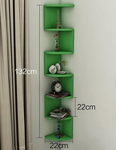 WSSF- 7 Tier Wooden Corner Bookshelf Curved Wall Hanging Floating Triangle Clapboard Shelves Creative Living Room Bedroom CD DVD Storage Unit Shelves Display Stand Bookcase Color Optional