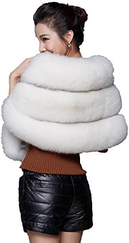 XIANIWTA Faux Fur Wrap Shawl Shrug Bolero Cape , Bridal Jacket coat shawls (White, One Size)