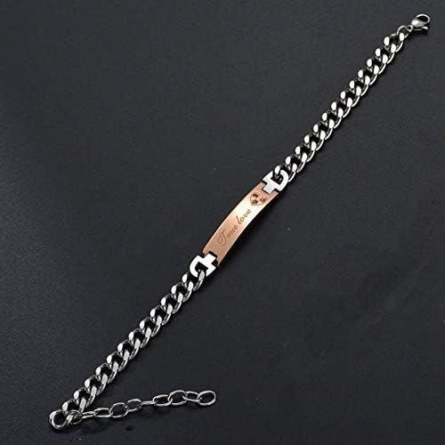 LBZDR Bracelets Stainless steel rose gold plating couple bracelet bracelet men and women love cross diamond jewelryBracelet
