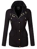LE3NO Womens Lightweight Long Sleeve Military Anorak Safari Jacket with Hoodie