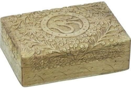 Madera tallada caja forrada de terciopelo Om: Amazon.es: Hogar
