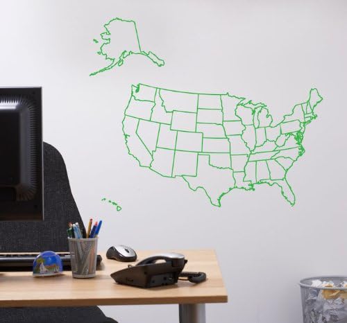 US Map Outline Wall Decal 24" wide Black