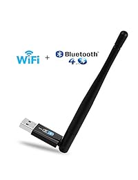 Adaptador USB WiFi Bluetooth, Tarjeta LAN inalámbrica WiFi Dongle Network 150Mbps y Receptor Bluetooth con Antena Externa para Escritorio Portátil PC