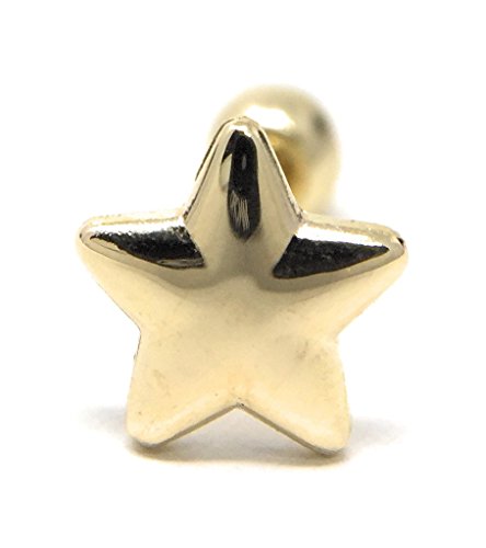 10k Gold Star Barbell Bar Earrings Helix Tragus Fashion Body