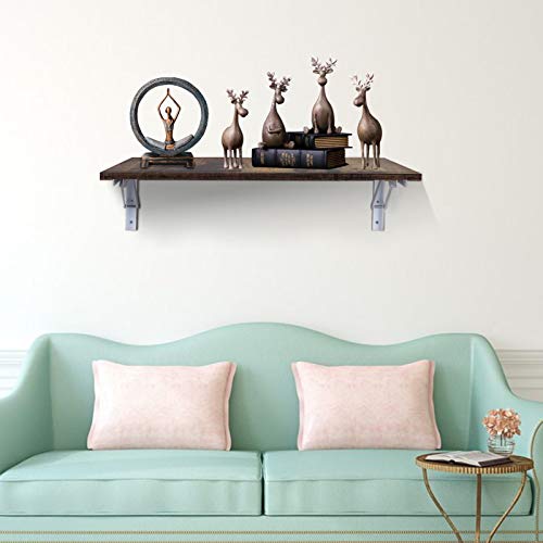 Folding Shelf Brackets-Wall Mounted - Folding Hinge Wall Mounted, Folding Brackets-Triangle Brackets for Table Work Bench, Rustic Wood Wall Shelves Set for Bedroom, Living Room, Kitchen
