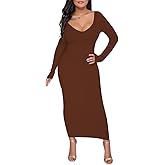 Women's Maxi Dress Sexy Bodycon Long Sleeve Pullover Hoodie Casual Slim Sweatshirt