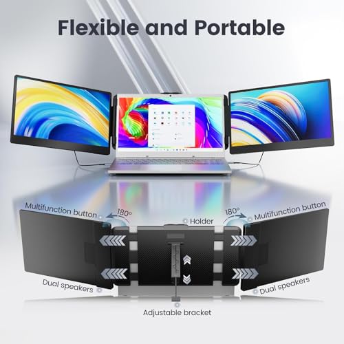 Teamgee 14" Full HD Portable Monitor for Laptop With Dual Speakers & Flexible Kickstand, Plug-Play Screen Extender Fits 13"-17" Laptops of Wins/Mac/Dex/Android