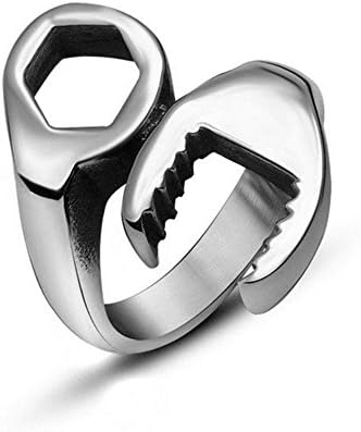 QTLI Men's Ring Punk Tools 316 Titanium Steel Ring Statement Rings Casual 1pc Silver Rings Fashion Jewelry Gift , 12