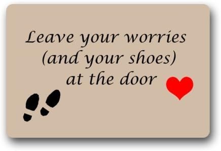 CaFan Home Doormat Leave Your Worries And Your Shoes At The Door Indoor Doormat Entrance Mat Non Slip Door Mat Rubber Mat Inside Floor Mat 30" x 18"