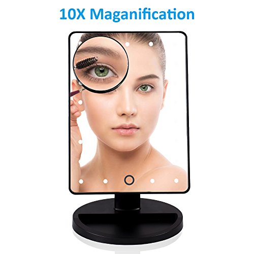 DreamGenius Makeup Mirror 21 LED Lighted Vanity Mirror with Detachable 10X Magnifying Spot Mirror