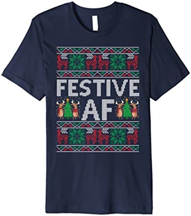 Mens Festive AF Christmas T-shirt Premium 2XL Navy