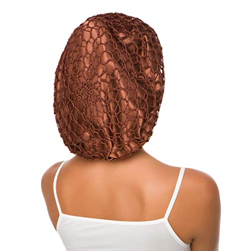 Women's Vintage Full Head Crochet Hair Net Snood Sleep Bonnet Cap Hair Accessories (Coffee) - Thumbnail 7