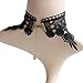ETERNITY J. Elegant Vintage Black Lace Victorian Lolita Gothic Pendant Choker Necklace Earrings Set (Skull)
