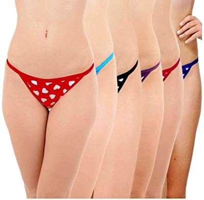 Fashion Comfortz Women's Cotton Hipster Panties Combo (Red, Firozi, Black, Purple, Pink and Blue, Large)