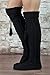 Modern Boho Tall Boot Socks Women's Tall Knit Alpine Style Tie Socks Black