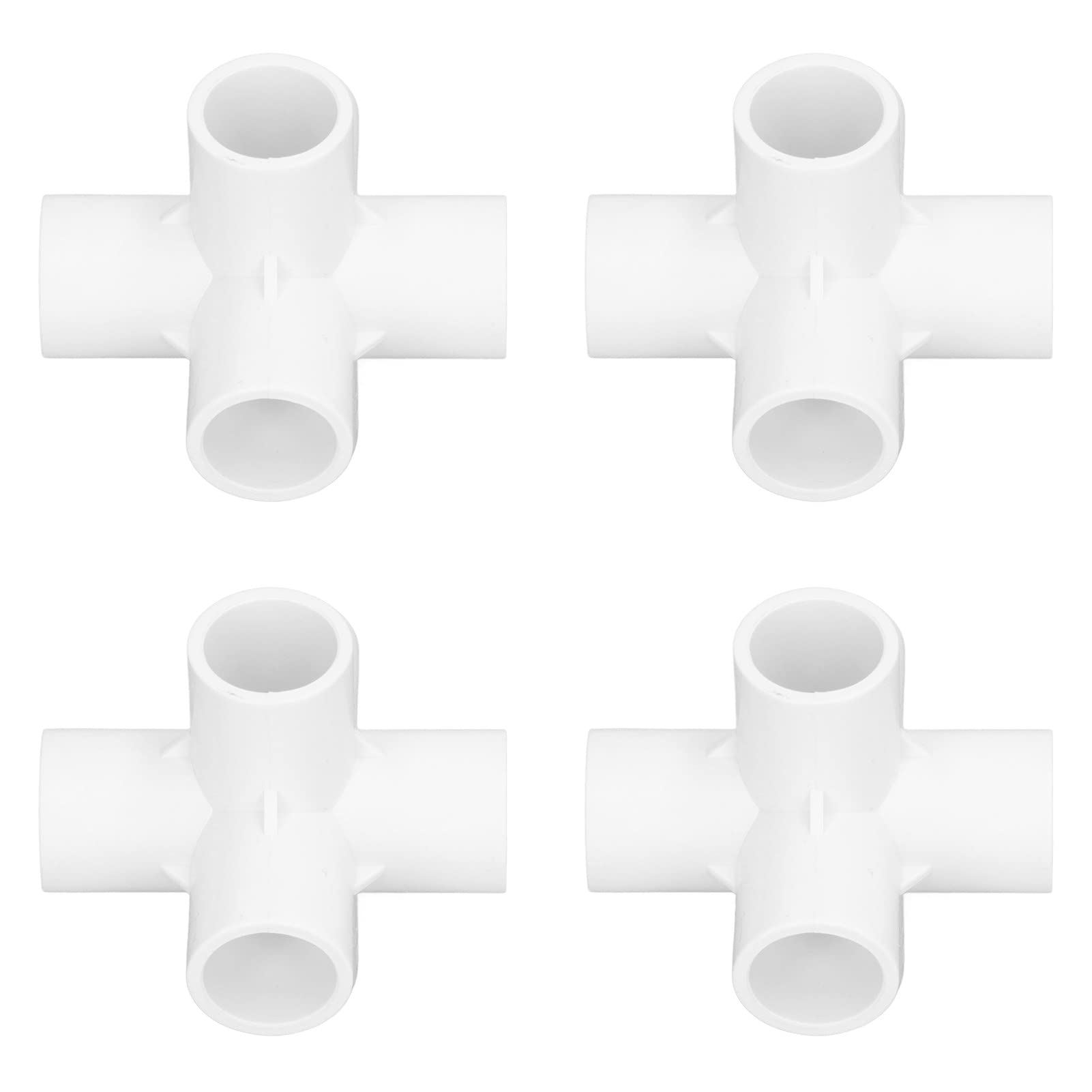 PVC Elbow Connector, Stable Structure Easy To Connect 6 Way Pipe Fittings Impact Resistant for Indoor and Outdoor Use (White)